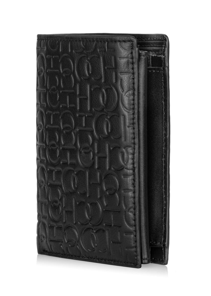 Pánska čierna kožená peňaženka s monogramom PORMS-0600-98(Z23)