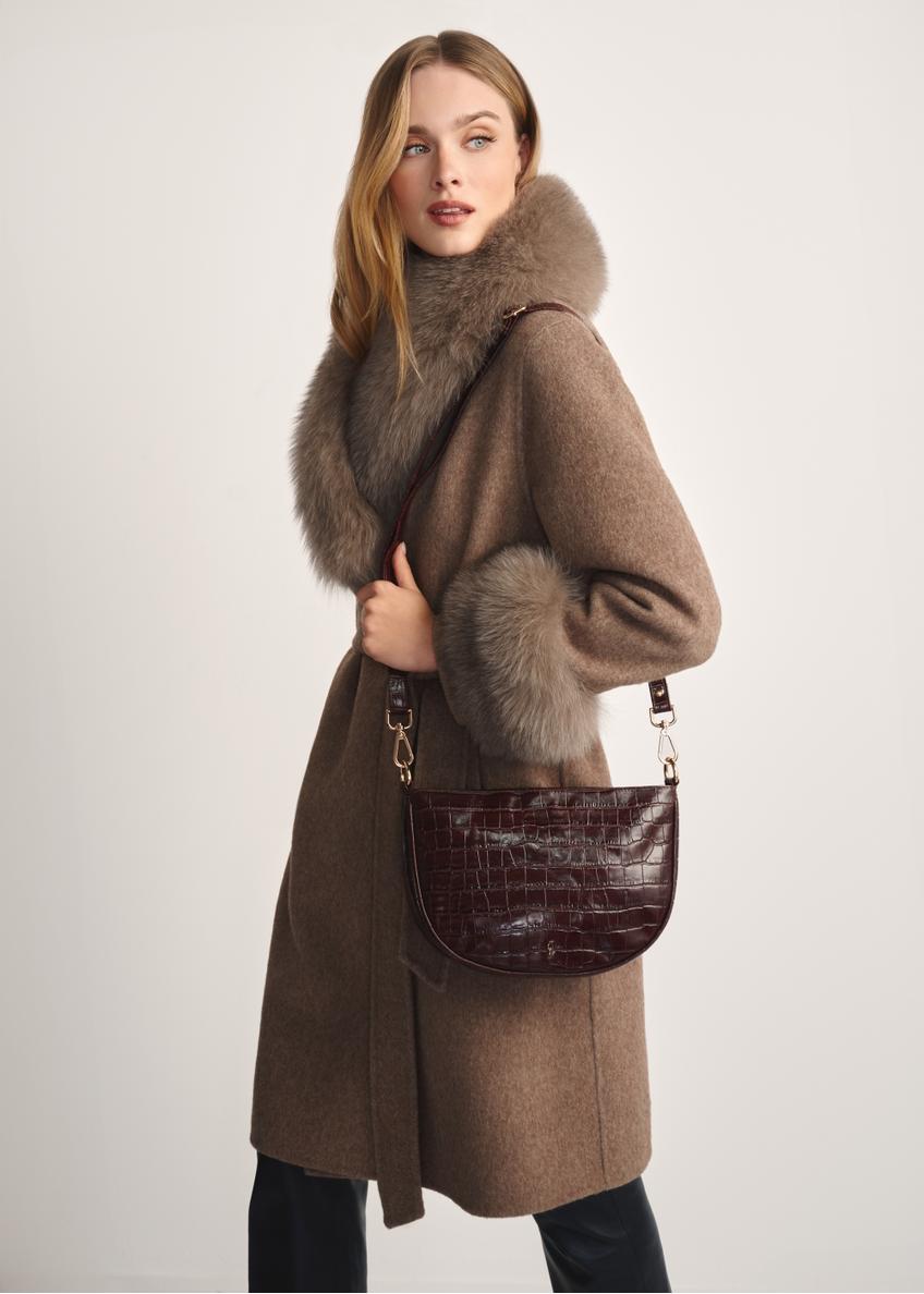 Dámska kožená kabelka strednej veľkosti s krokodílím vzorom TORES-1022F-1H(W26)