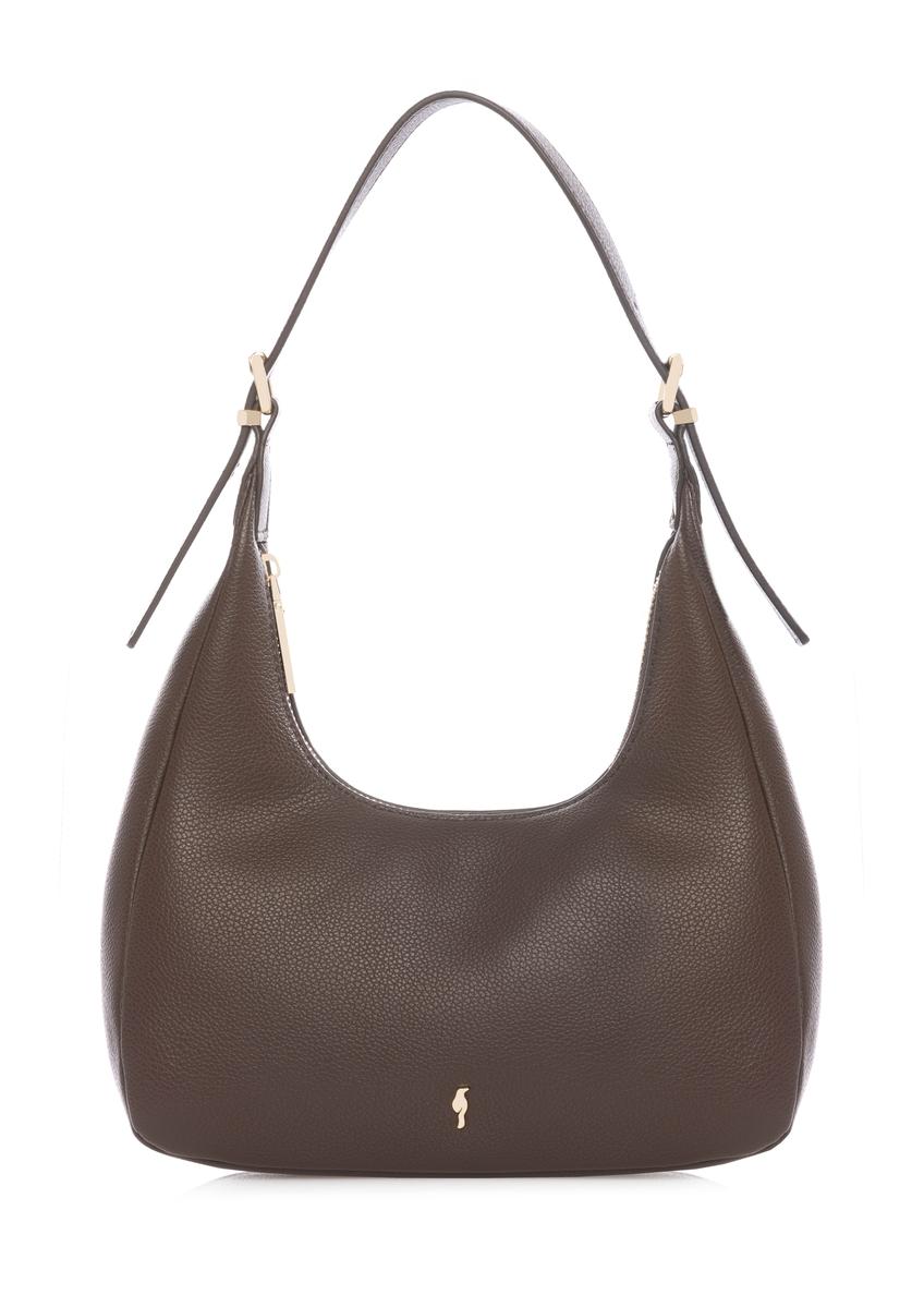 Hnedá malá dámska kabelka TOREC-1239-1I(W26) - pohľad spredu na produkt, na bielom pozadí.