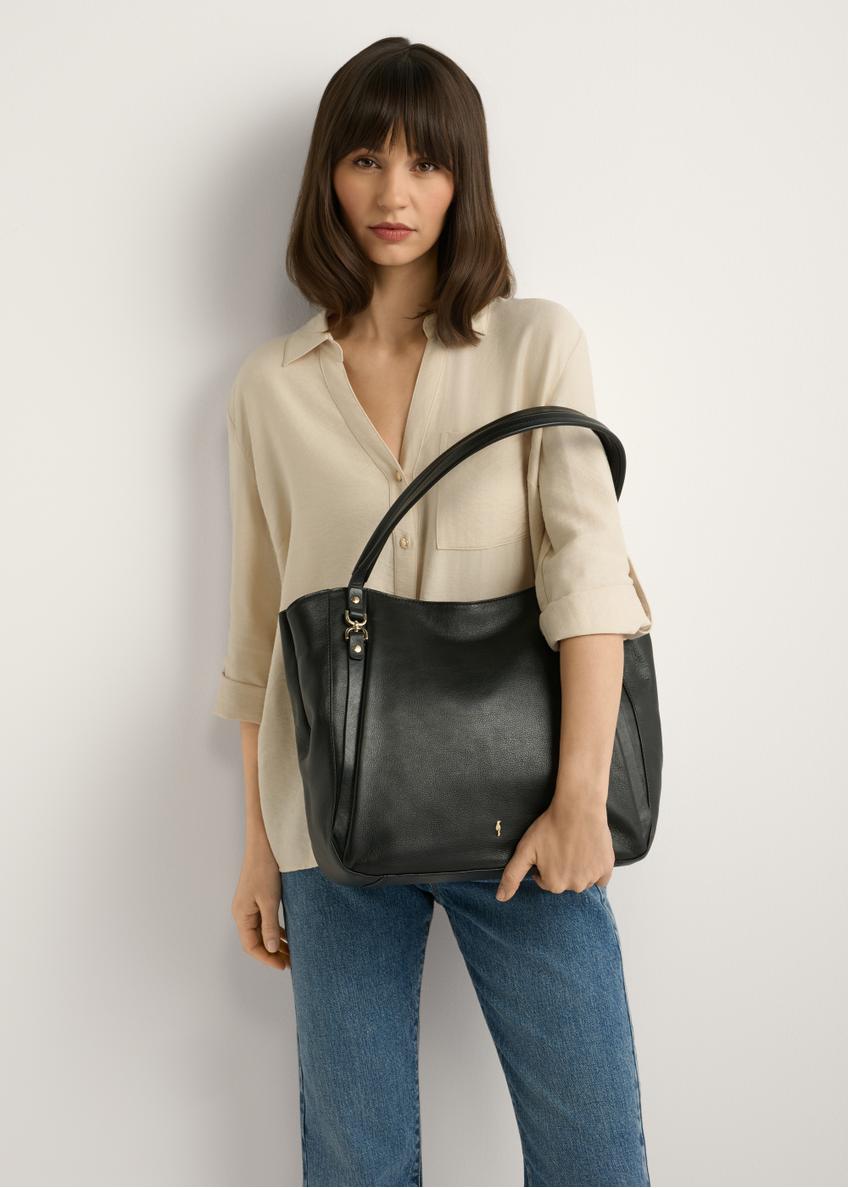 Čierna kožená kabelka shopper TORES-1223-99(W26)