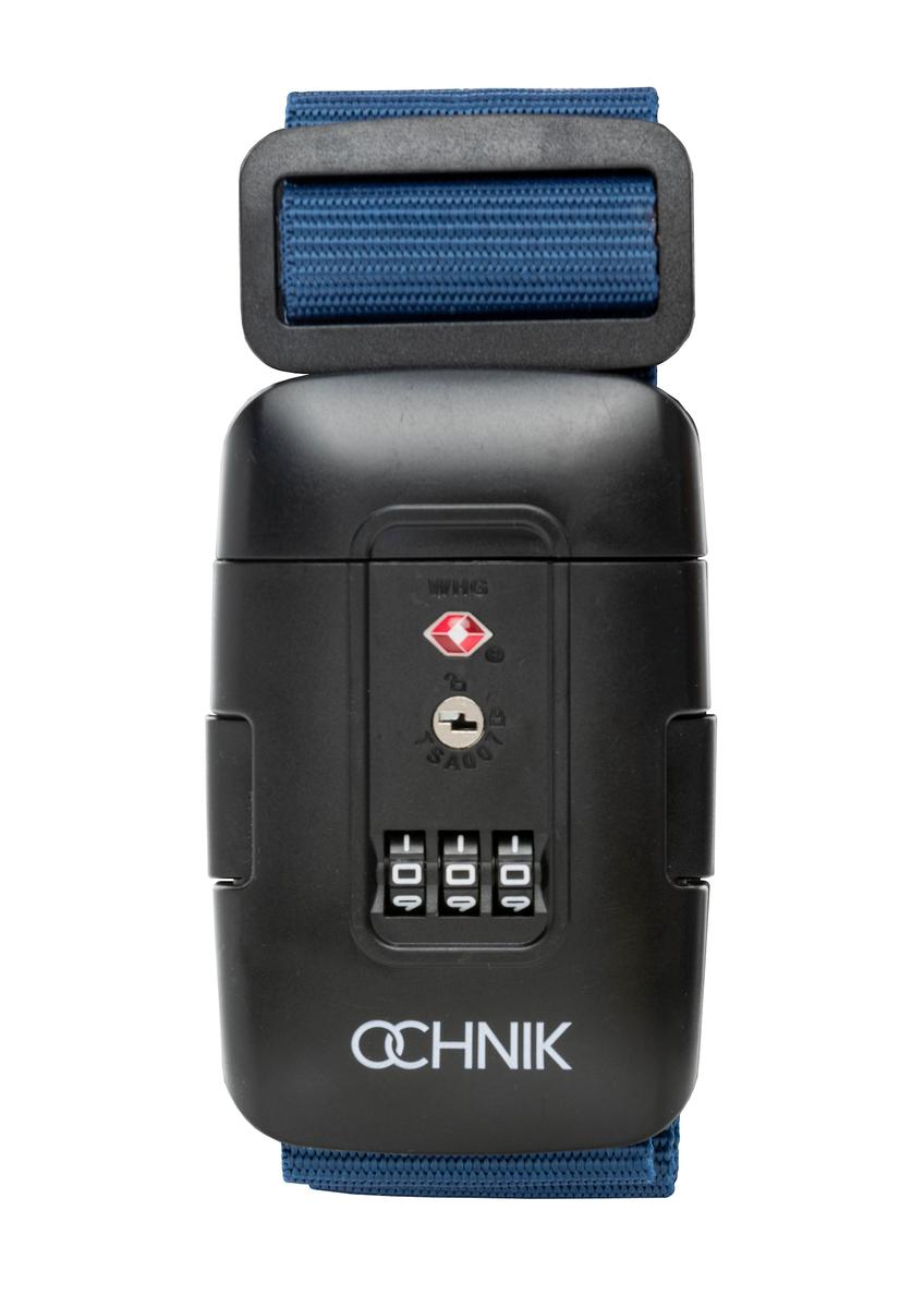 Tmavomodrý opasok na batožinu AW-011-004-7D(W26), pohľad spredu na bielom pozadí.