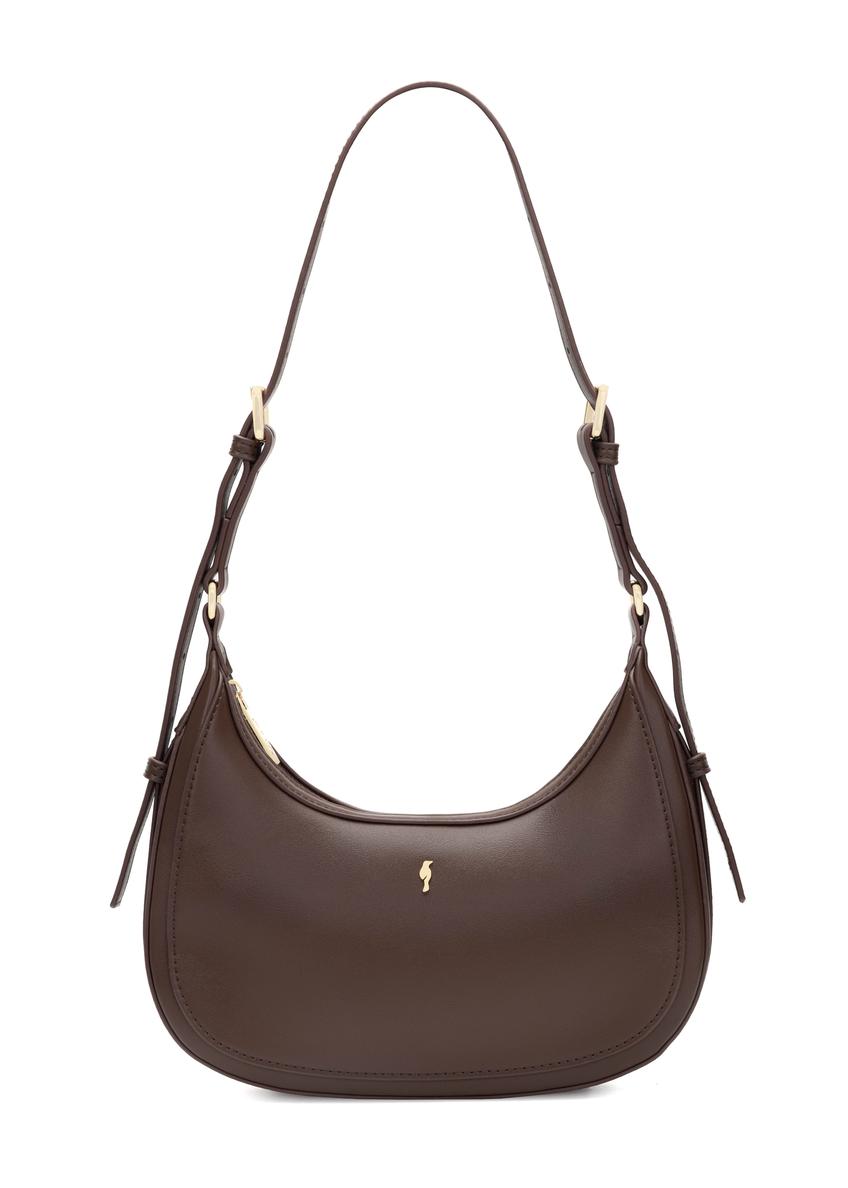 Malá hnedá hobo taška TOREC-1136-1H(W26) - pohľad spredu na produkt, na bielom pozadí.