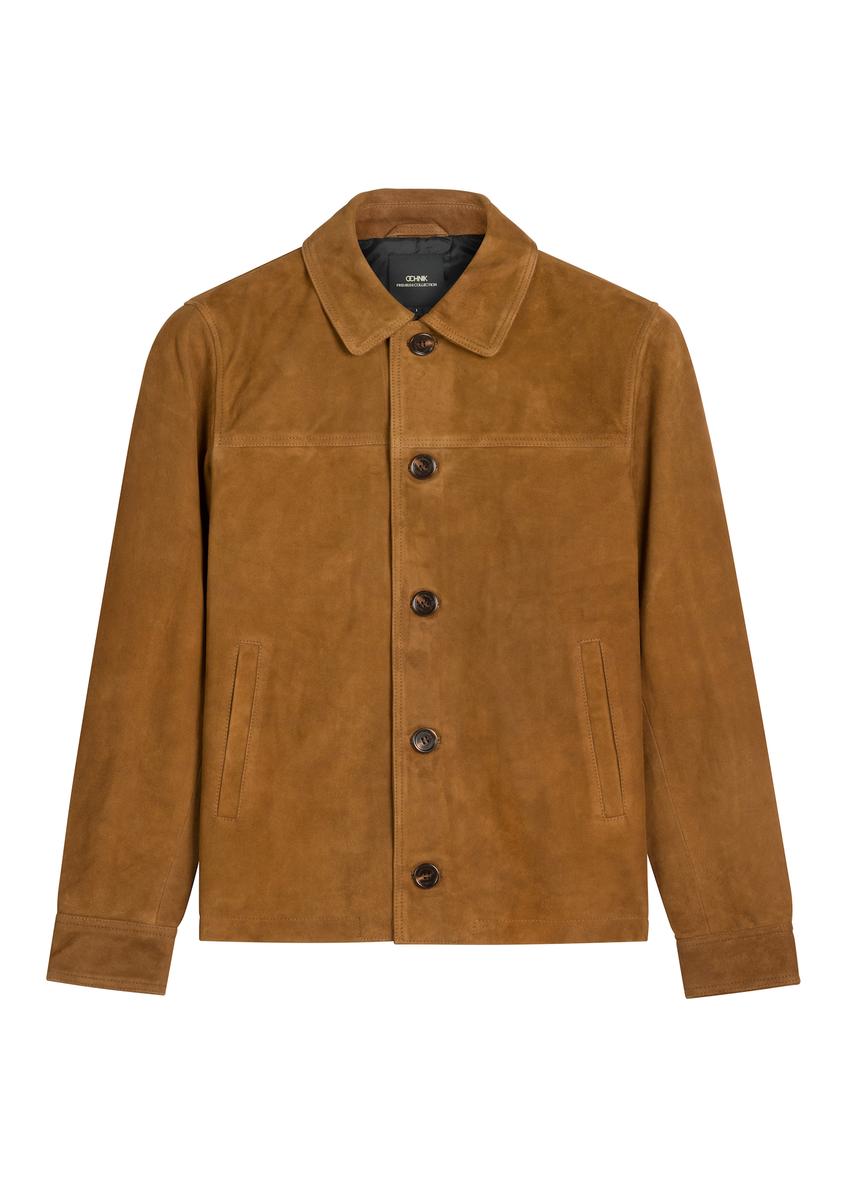 Pánska semišová bunda v koňakovej farbe  KURMS-0401-1F(W26)