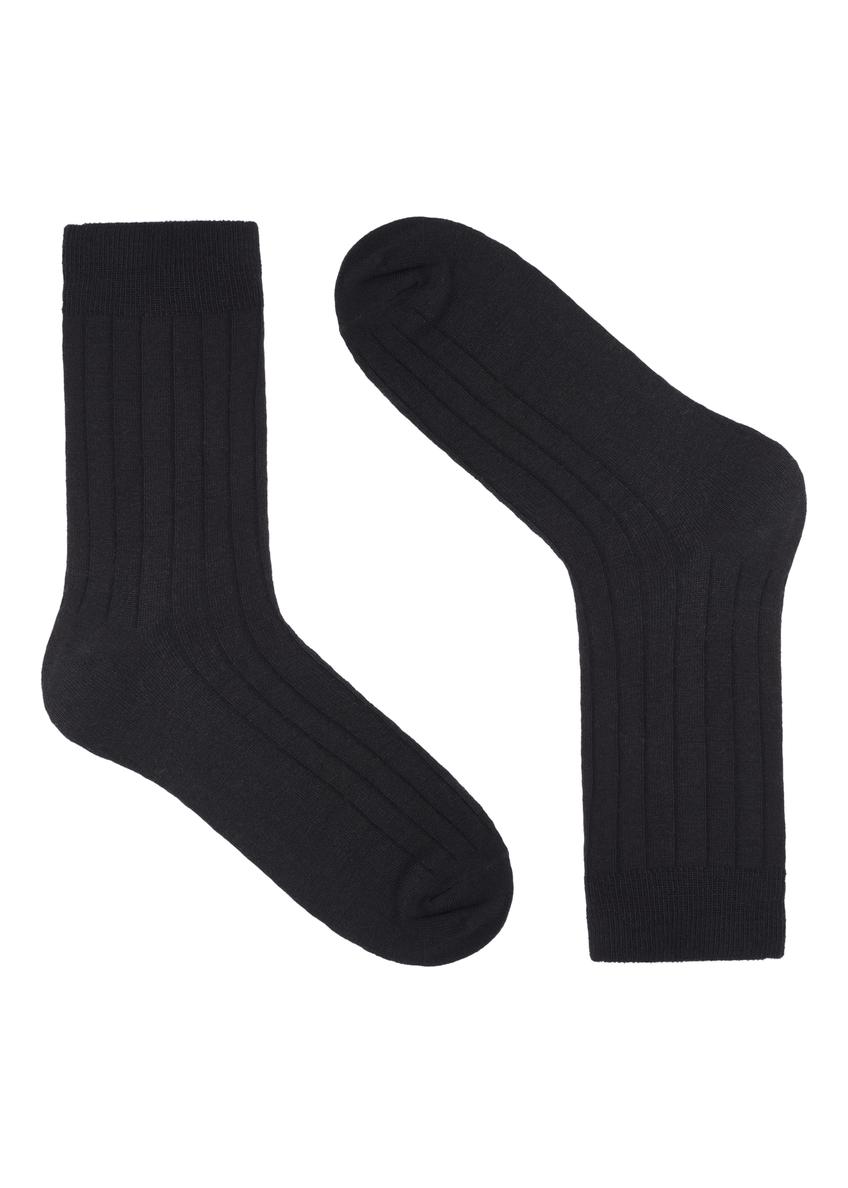 Čierne ponožky z merino vlny SKAMT-0206-99(Z26), pohľad na produkt spredu na bielom podklade.