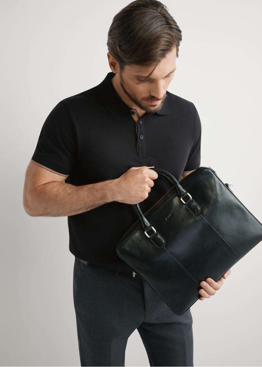 Čierna kožená pánska taška na notebook TORMS-0506-99(W26)