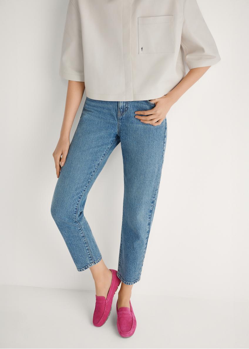 Dámske kožené mokasíny fuchsiovej farby BUTYD-1262-5E(W26)