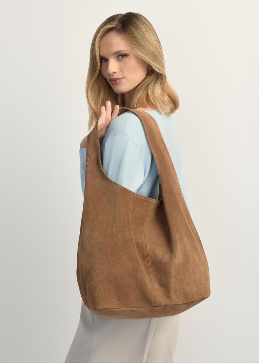 Dámska kabelka shopper z béžového semišu TORES-1177-1B(W26)