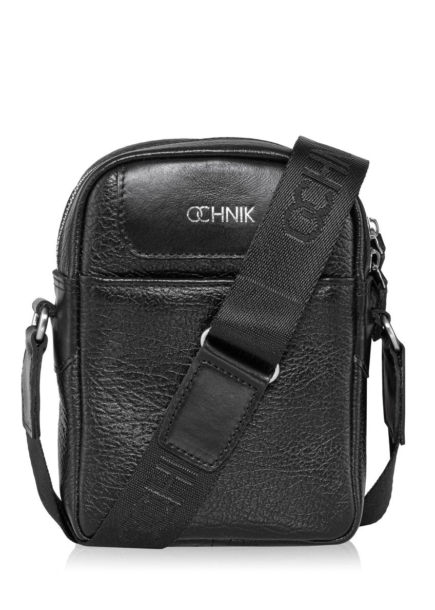 Čierna pánska kožená crossbody taška s logom TORMS-0296A-99(Z25)