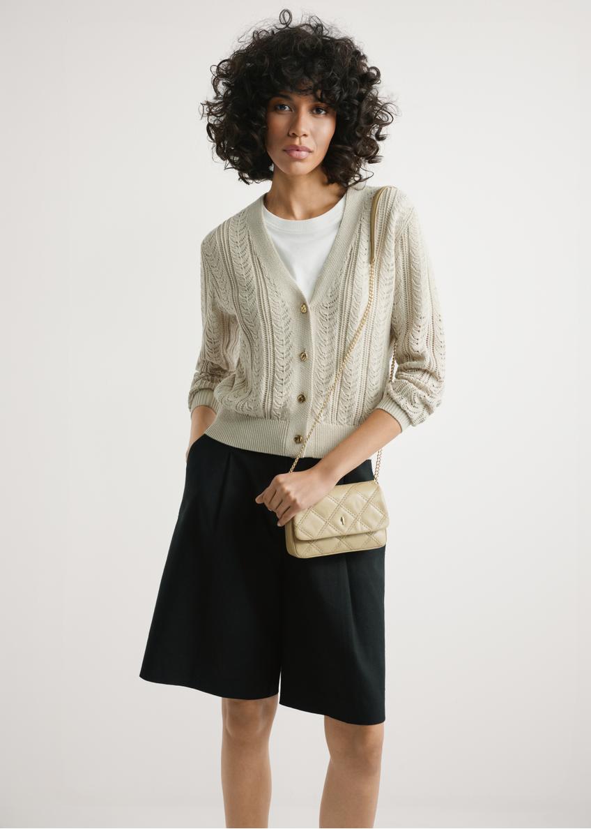 Malá béžová kožená dámska kabelka TORES-1044-1B(W26)