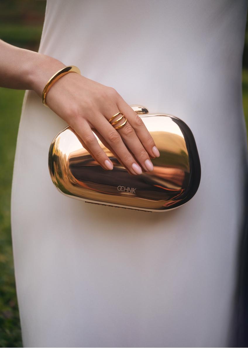 Malá oválna zlatá dámska kabelka TOREC-1211-2X(W26)