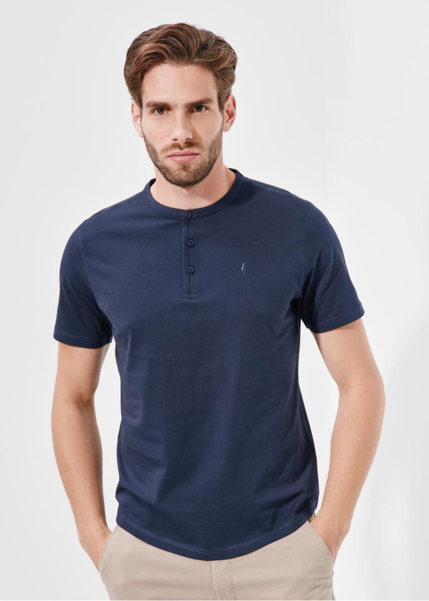Pánske tmavomodré henley tričko TSHMT-0104-68(W24)