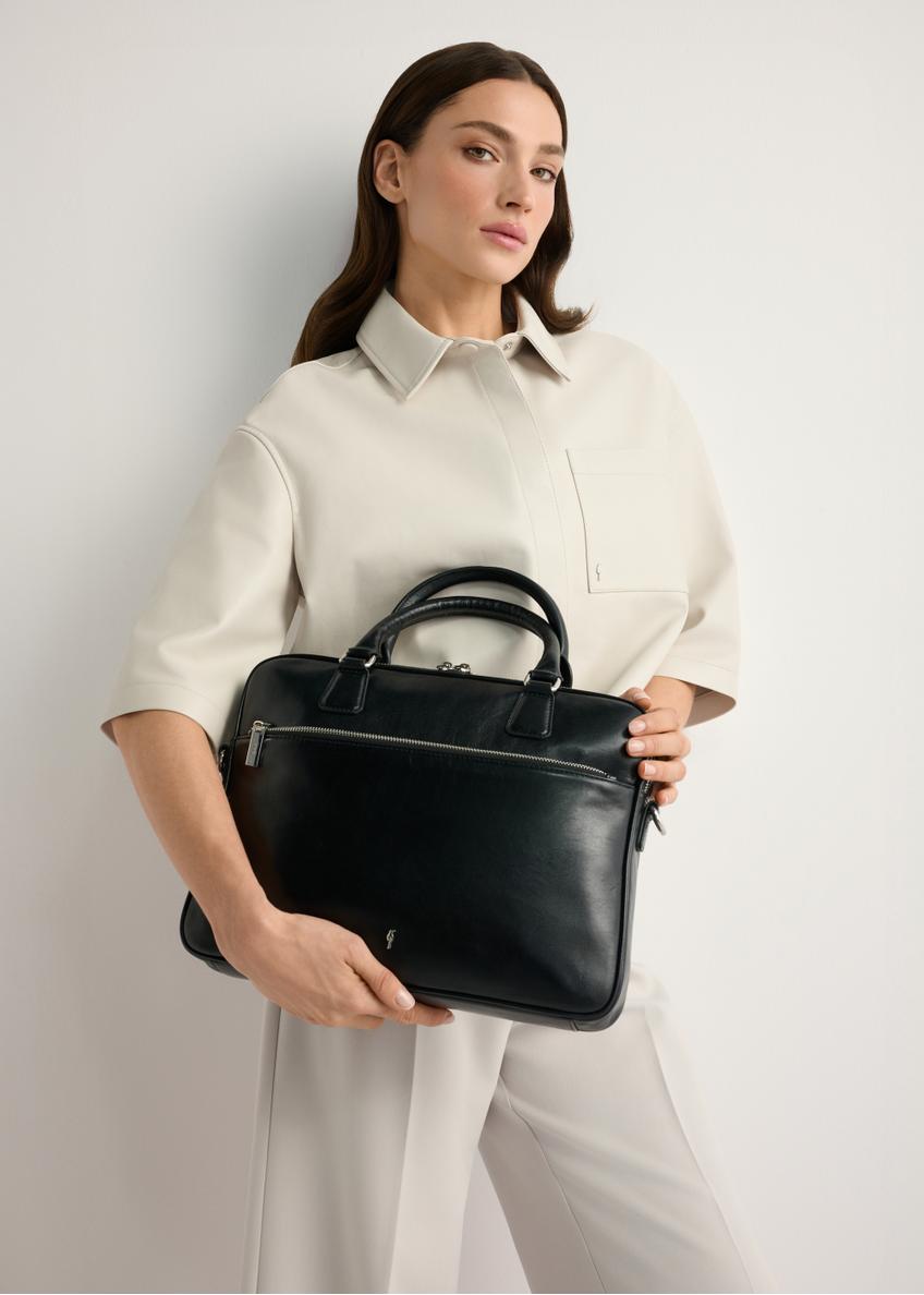 Čierna kožená taška na notebook TORES-1227-99(W26)