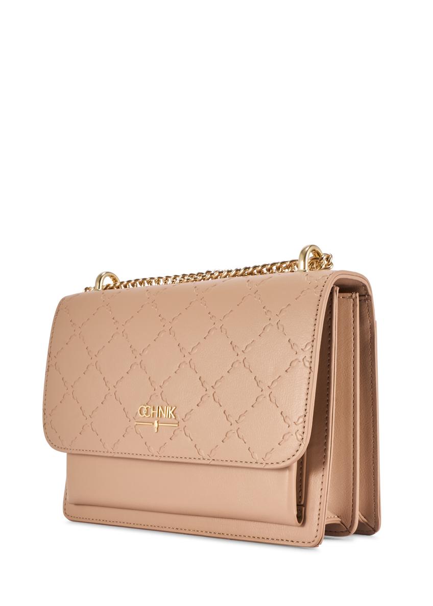 Beżowa torebka damska z monogramem TOREC-1155-1A(W26)