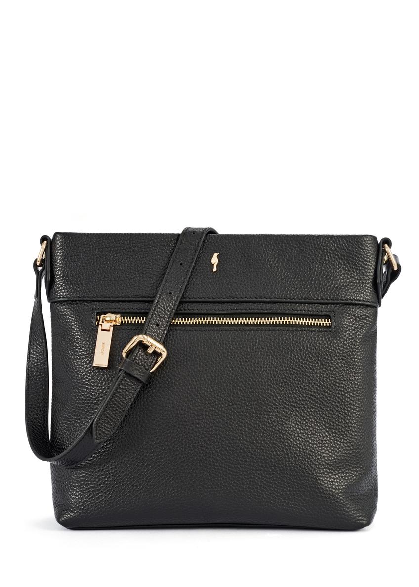 Čierna dámska kožená kabelka typu crossbody TORES-1151-99(Z25)