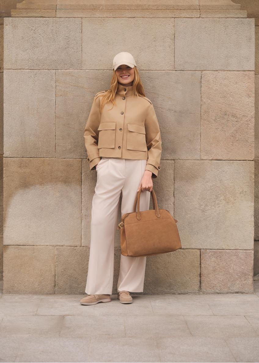 Béžová semišová kabelka TORES-1191-1B(W26)