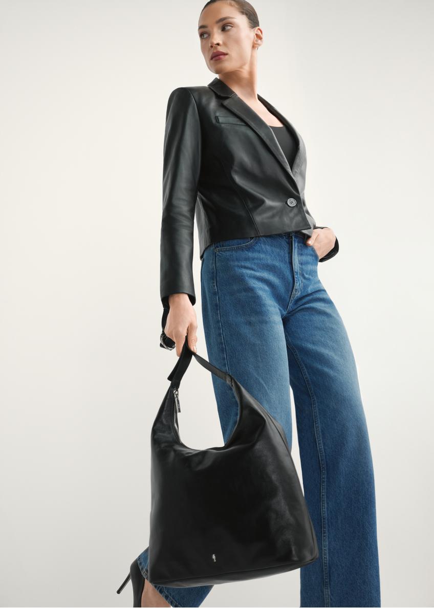Čierna veľká dámska kožená kabelka TORES-1225-99(W26)