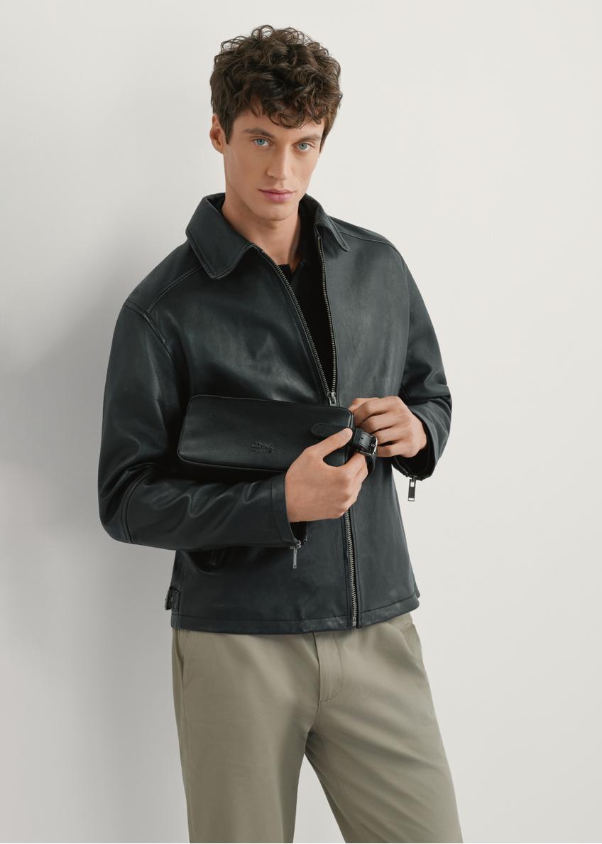 Čierna kožená pánska kozmetická taška TORMS-0412R-9I(W26)