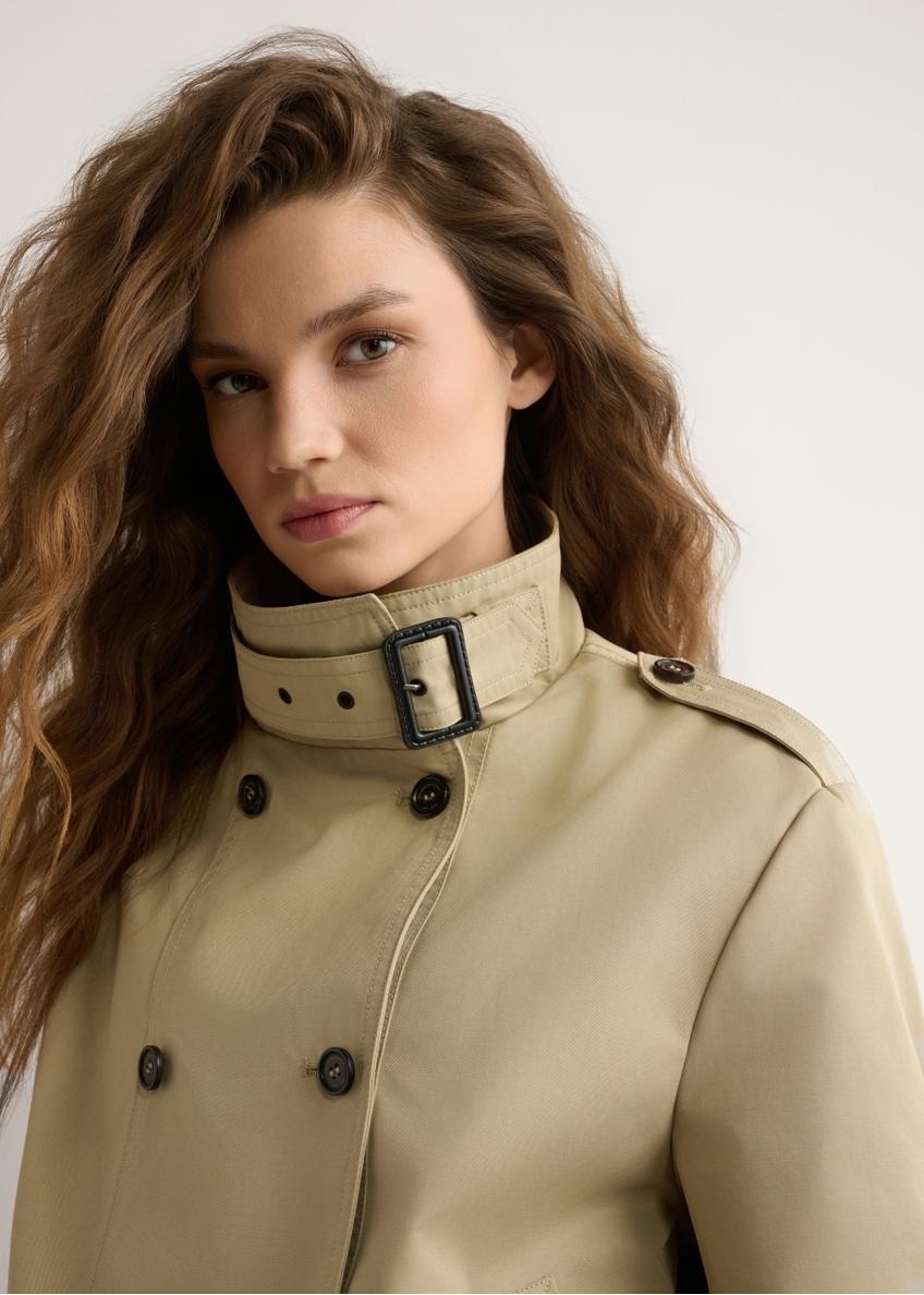 Bežová krátka dámska bunda KURDT-0657-1B(W26)