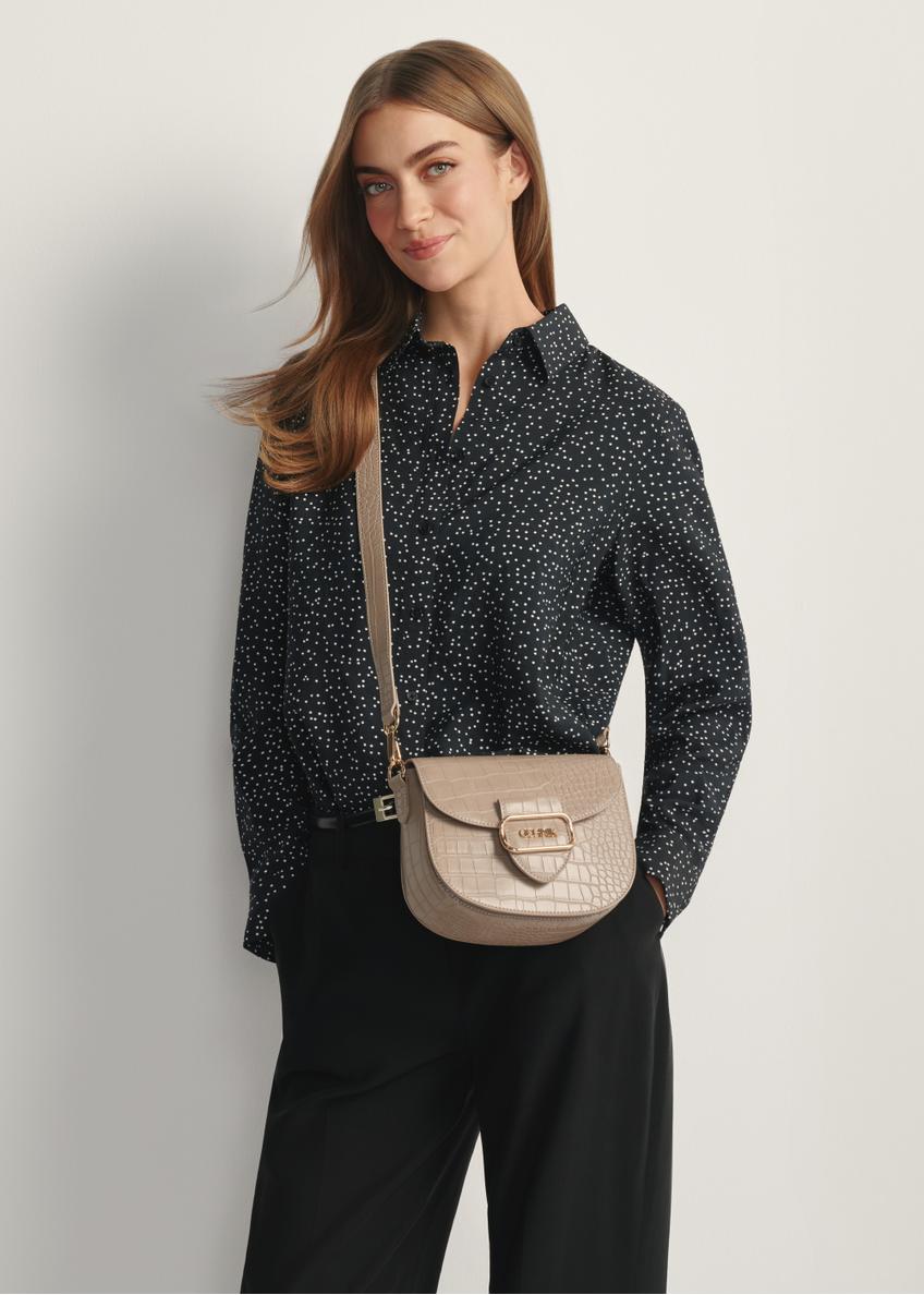 Béžová dámska crossbody kabelka croco TOREC-0880A-82(W25)