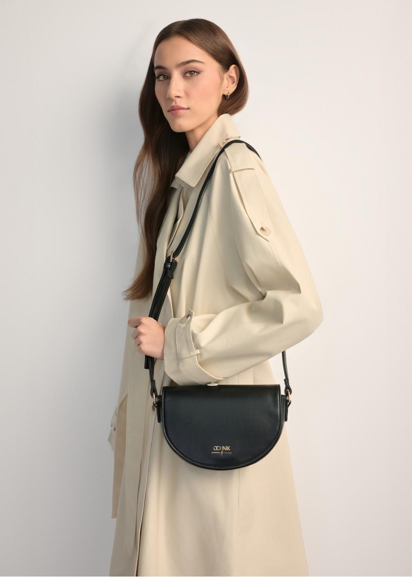 Čierna polkruhová dámska kabelka TOREC-1184-99(W26)