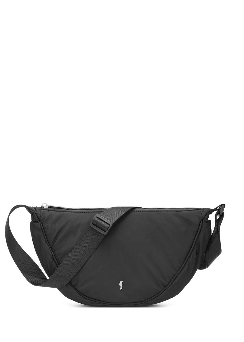 Čierna nylonová dámska kabelka TOREN-0342-99(W26) - pohľad na produkt spredu, na bielom pozadí.