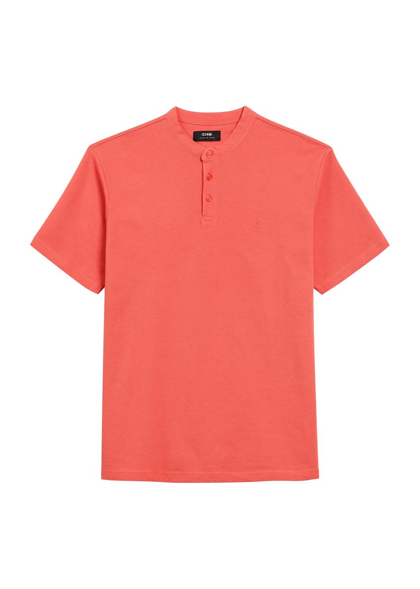 Pánske koralové polo tričko POLMT-0061-34(Z24), pohľad na produkt spredu na bielom pozadí.