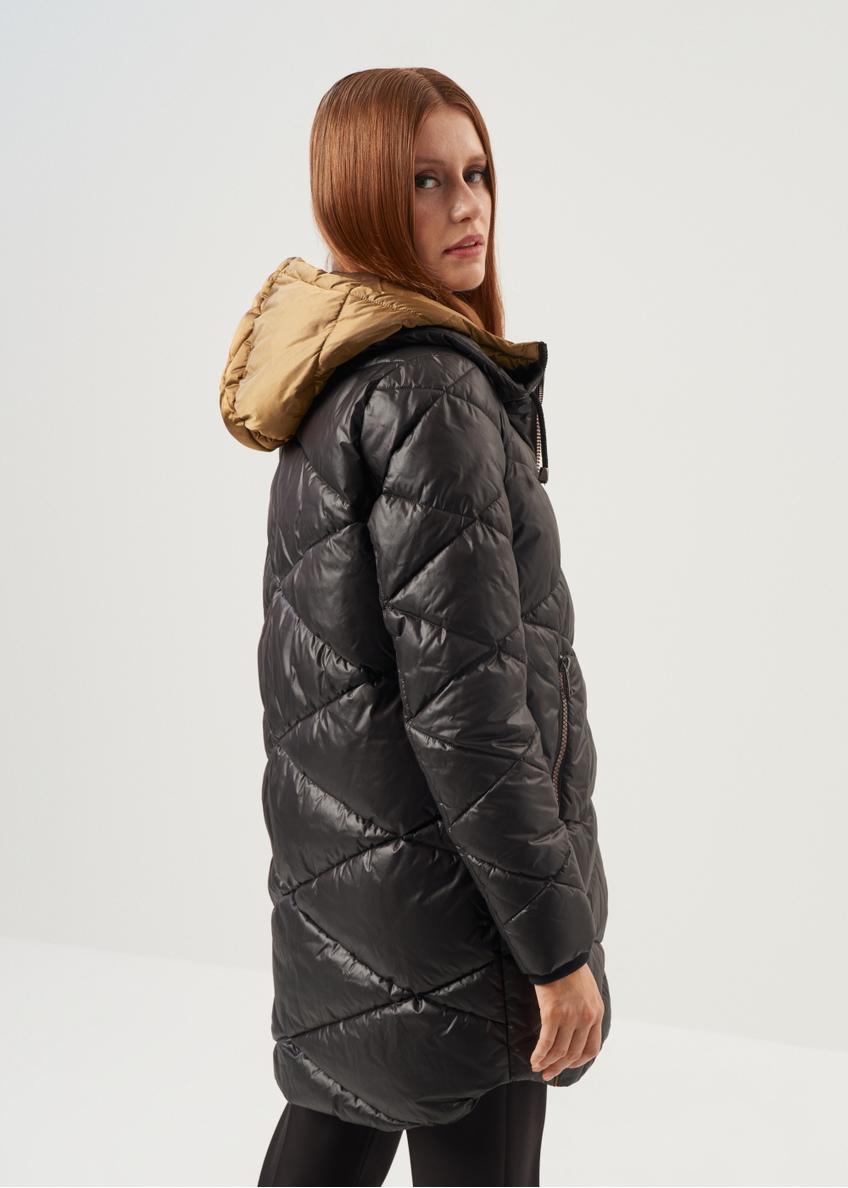 Čierno-zlatá dámska bunda s kapucňou KURDT-0381-99(Z23)
