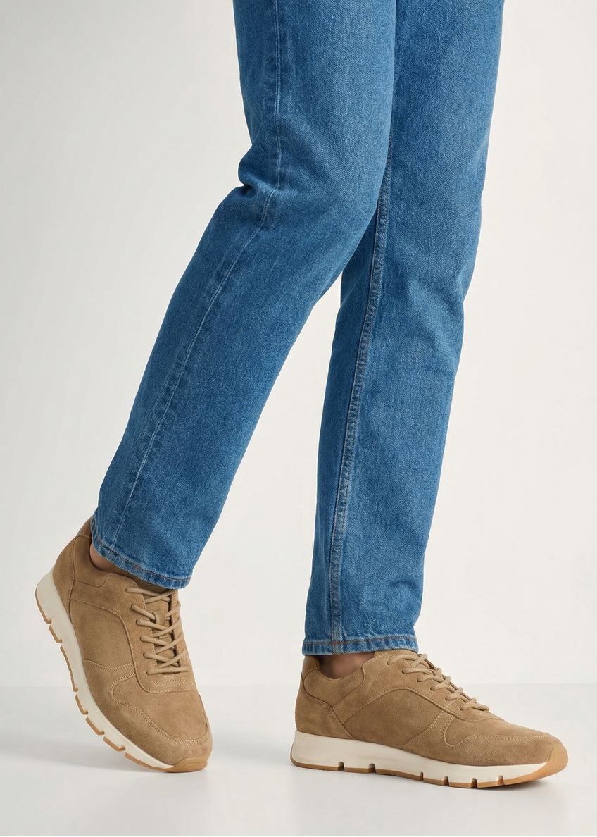 Bežové semišové pánske topánky BUTYM-0541-1B(W26)