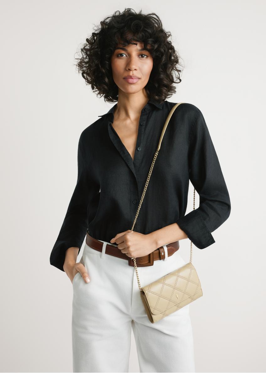 Malá béžová kožená dámska kabelka TORES-1043-1B(W26)