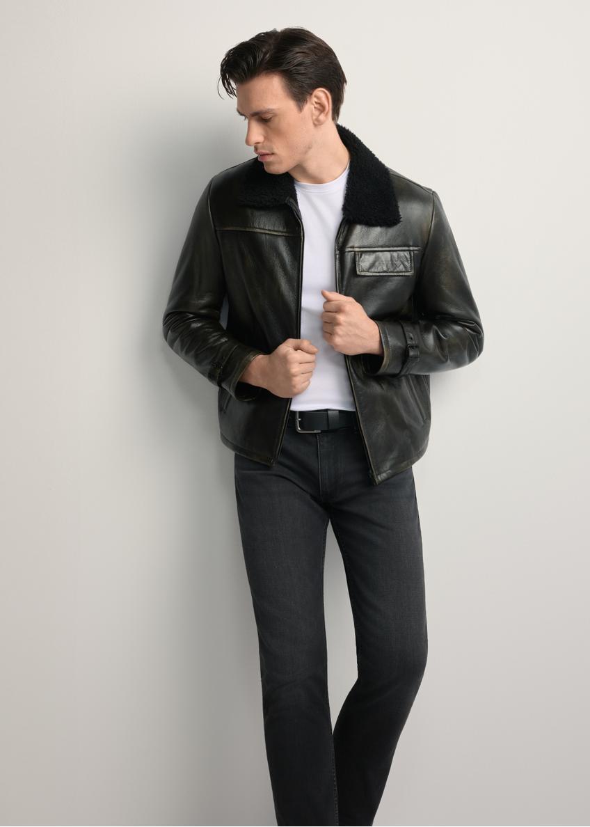 Pánsky kožený kožuch z ovčej vlny  KOZMS-0023-3188(Z25)