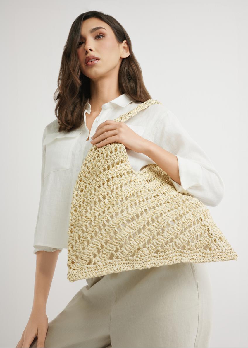 Bežová dámska kabelka z prírodnej slamy TOREC-1220-1E(W26)