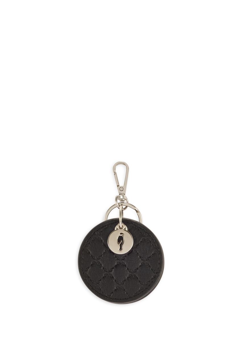 Čierny kožený prívesok na kľúče so zrkadielkom BRELOK-0215-99(Z25)