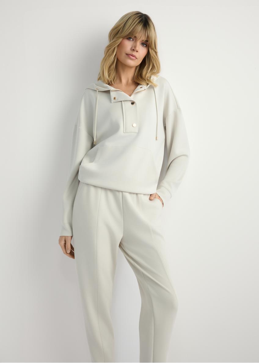 Dámska mikina s kapucňou svetlej béžovej farby BLZDT-0111A-1A(W26)