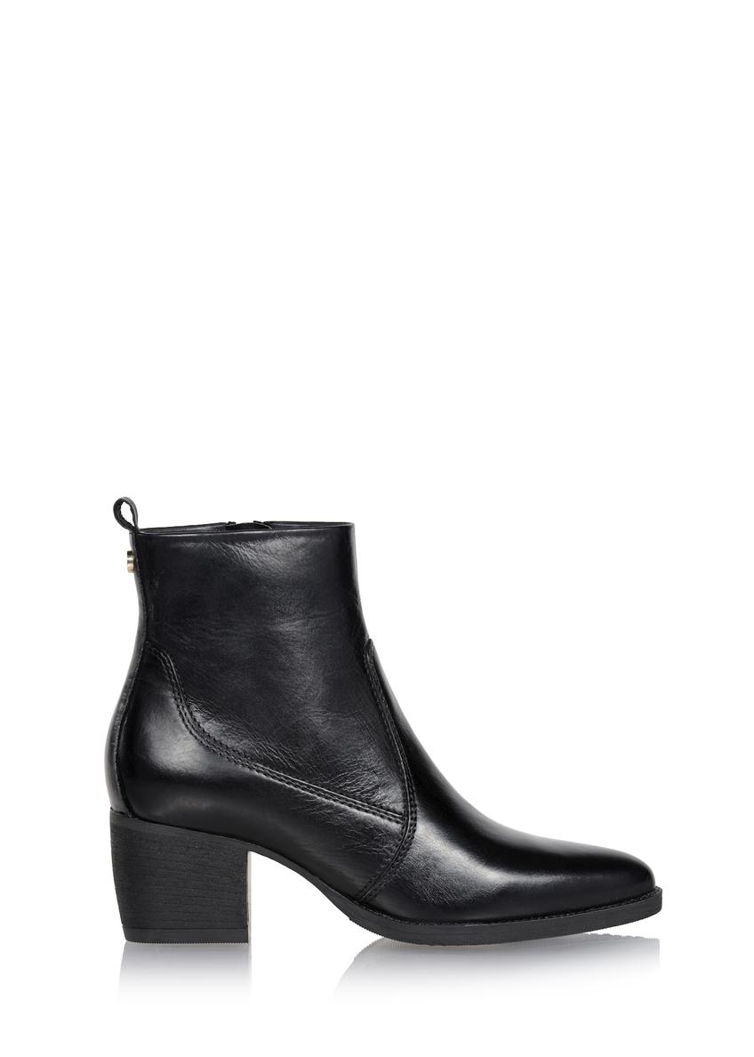 Dámske kožené členkové čižmy na podpätku BUTYD-1005A-99(Z25)