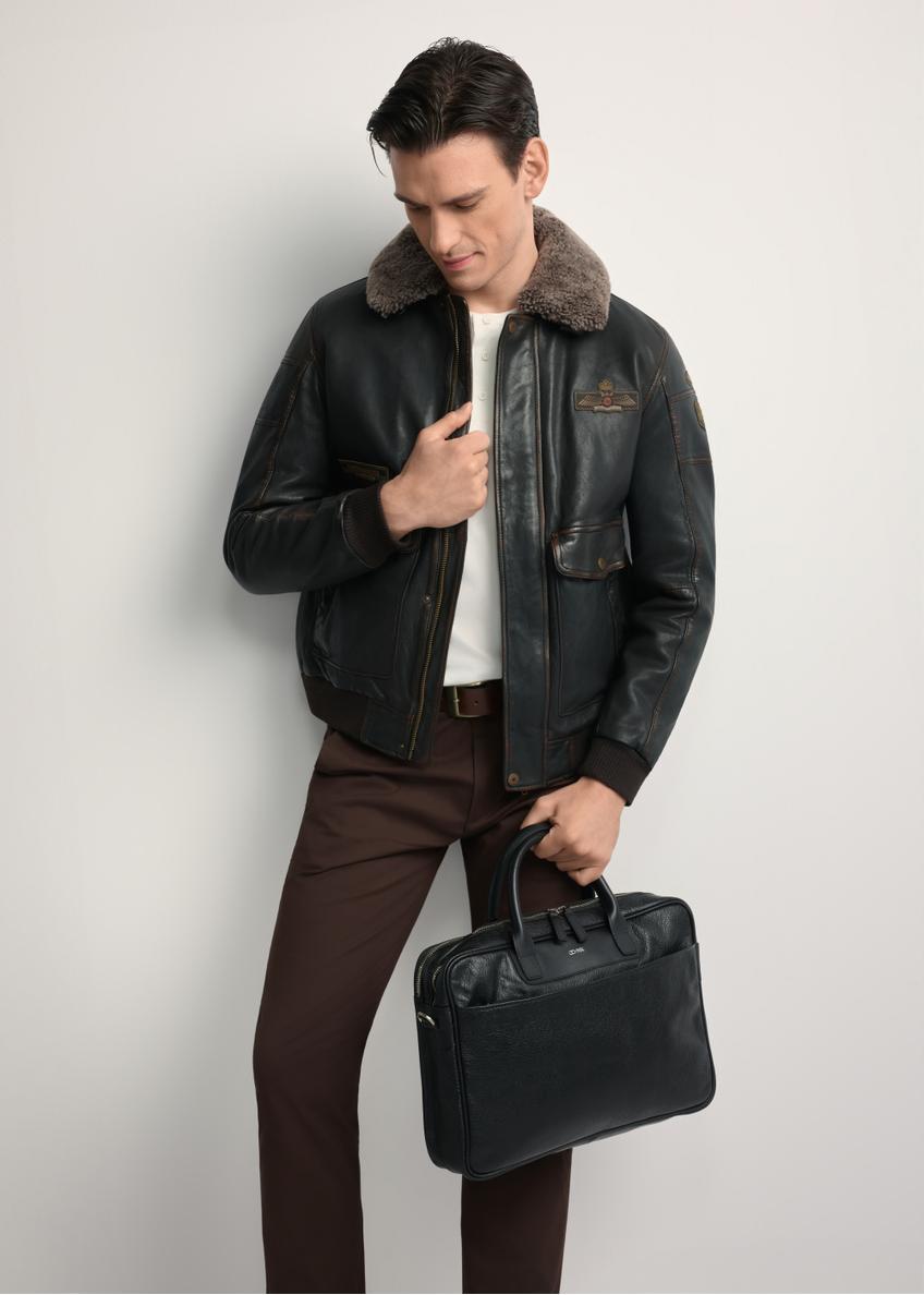 Čierna kožená pánska taška TORMS-0299A-99(Z25)