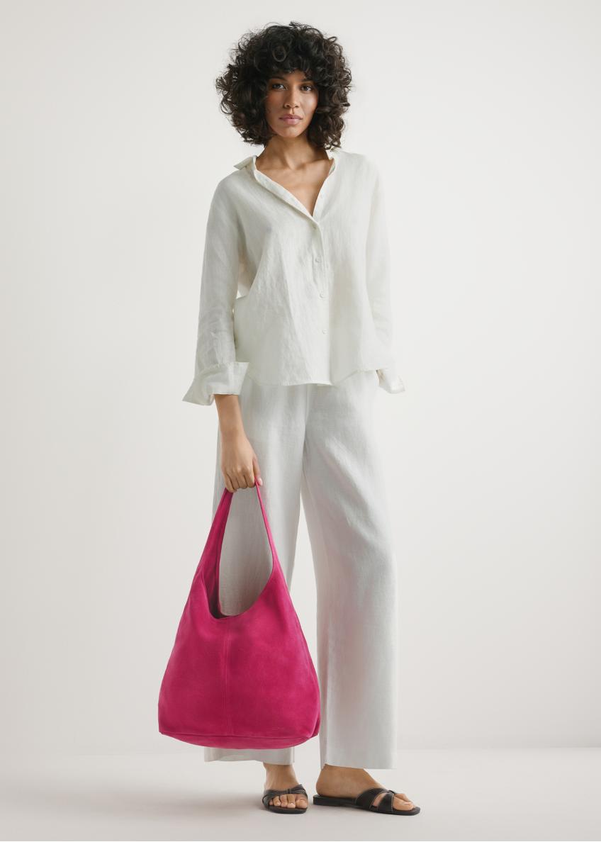 Dámska semišová shopperka fuchsiovej farby TORES-1177-5E(W26)