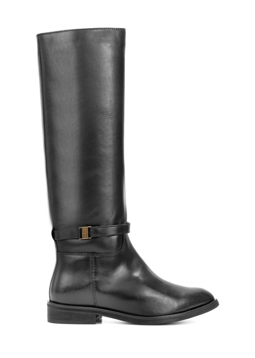Čierne kožené dámske čižmy BUTYD-1204-99(Z25)