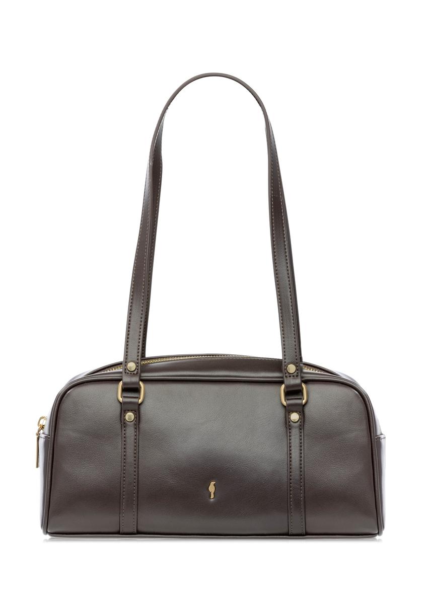 Tmavohnedá taška cez rameno TOREC-1233-1I(W26), pohľad spredu na bielom pozadí.