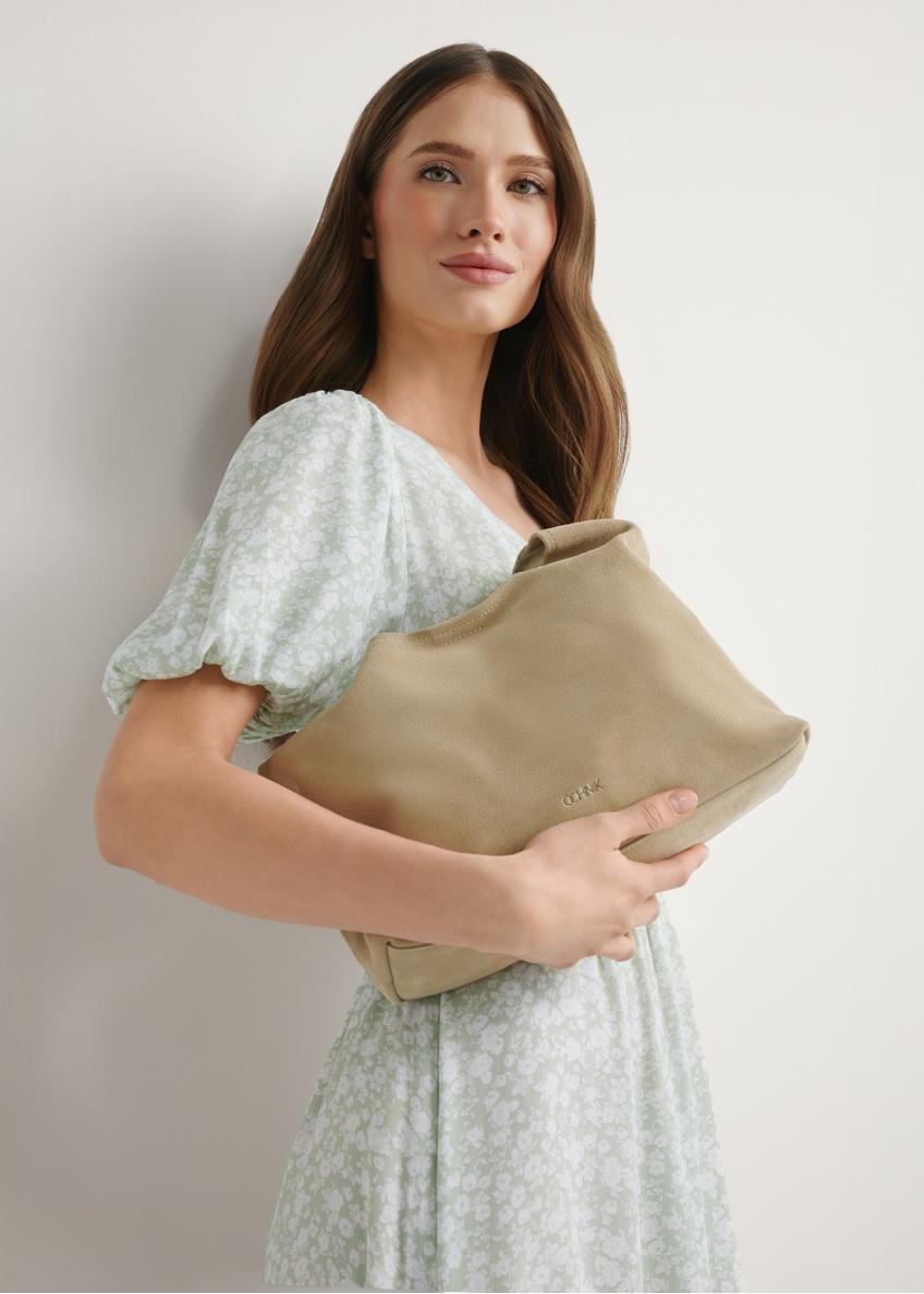 Krémová semišová dámska kabelka TORES-1308-0B(W26)