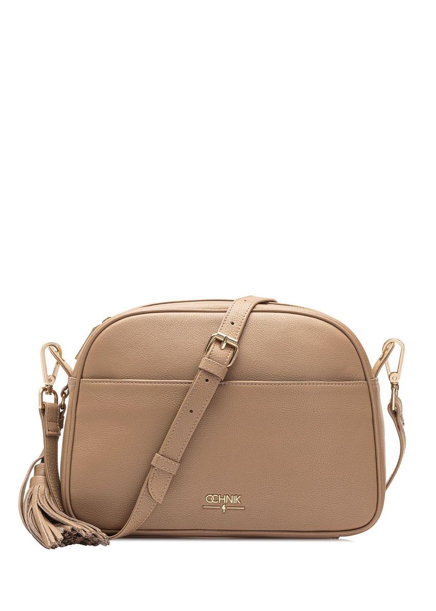 Béžová kožená dámska kabelka cez rameno TORES-0806D-81(W25)-11