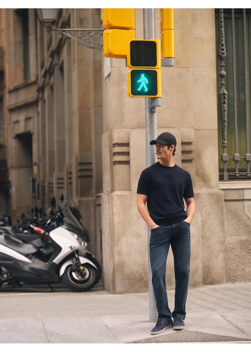 Námornícky modré pánske tričko s hodvábom TSHMT-0138-7E(W26)