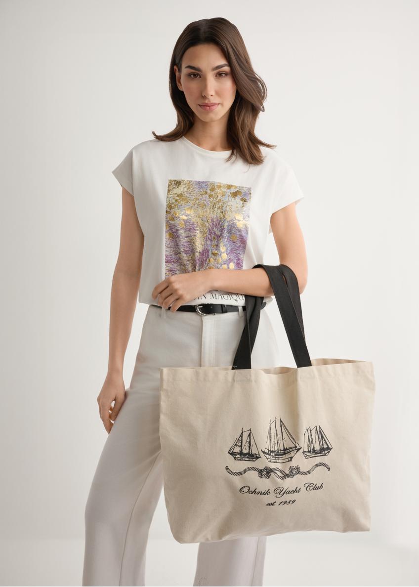 Krémová bavlnená taška s potlačou TOREN-0136-0P(W26)