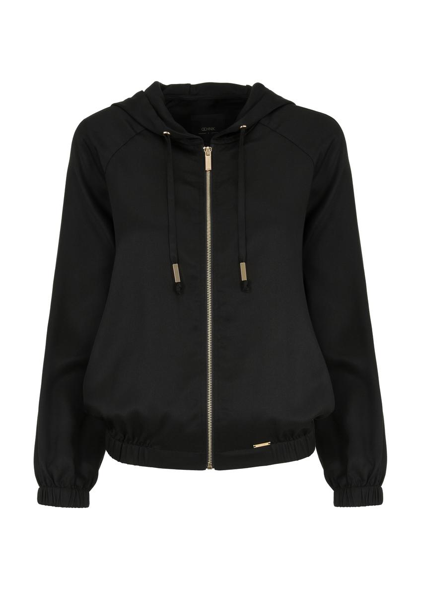 Dámska čierna mikina s kapucňou BLZDT-0099-99(W24)-05