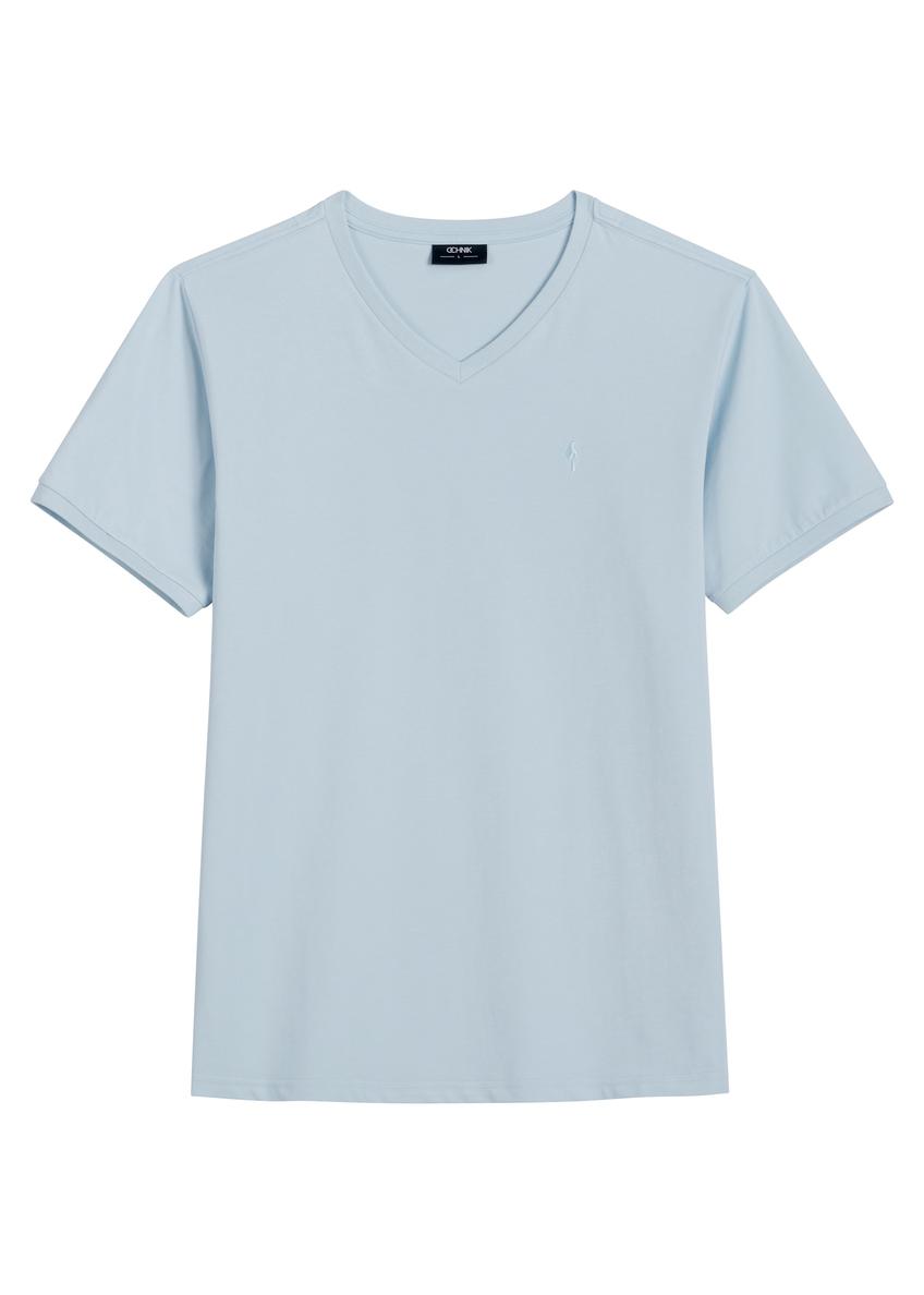 Pánske modré bavlnené tričko TSHMT-0088-7A(W26)