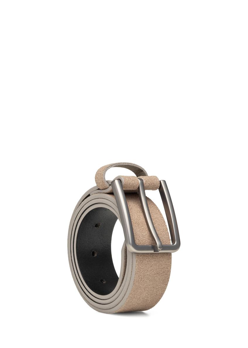 Pánsky bežový semišový opasok PASMS-0275-1K(W26)