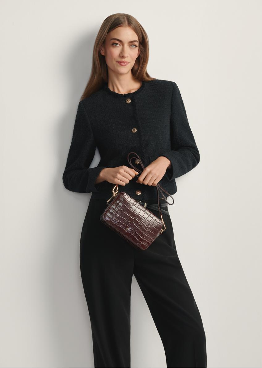 Malá hnedá kožená kabelka Croco TORES-1231-1H(W26)