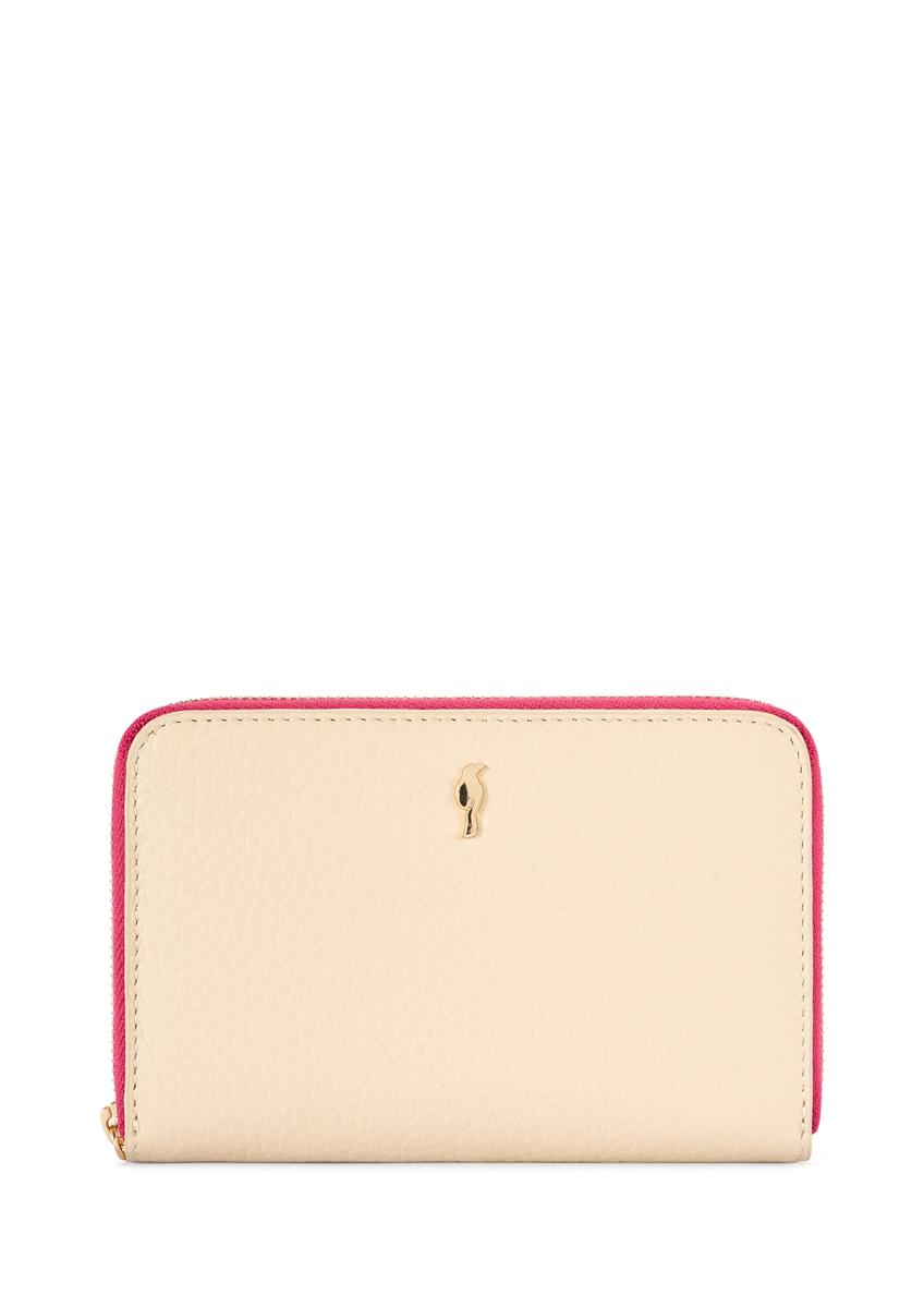 Stredne veľká dámska kožená peňaženka PORES-0981-0P(W26), pohľad spredu na bielom pozadí.