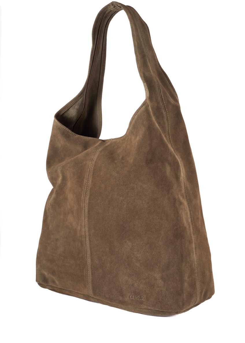 Dámska semišová shopper kabelka v khaki farbe  TORES-1177-57(Z25)