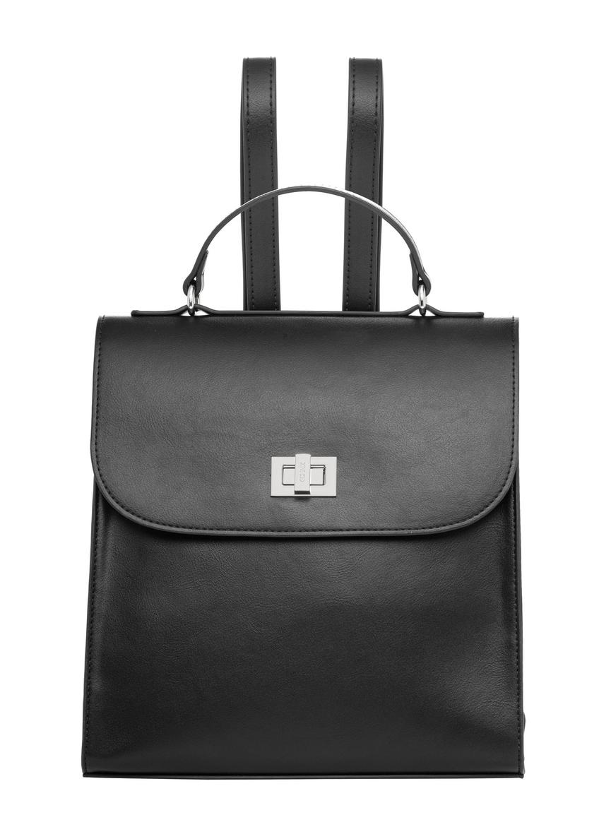 Čierny elegantný dámsky batoh TOREC-1281-99(Z26) - pohľad na produkt spredu, na bielom pozadí.