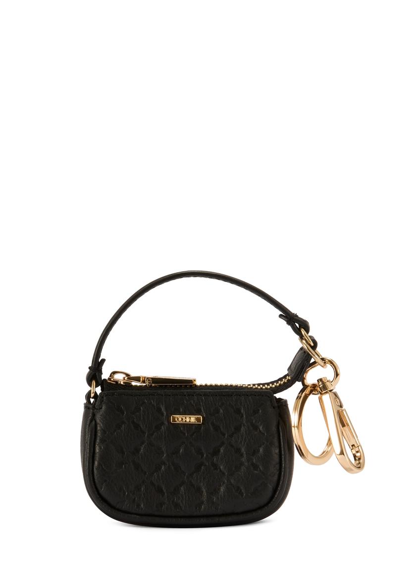 Čierny kožený prívesok na kľúče v tvare kabelky BRELOK-0211-99(Z25)